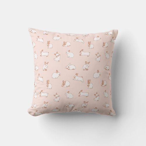 Cute Bunny Pink Pattern Spring Summer  Throw Pillow