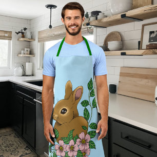 Cute Bunny Pink Spring Flowers Woodland Rabbit Apron