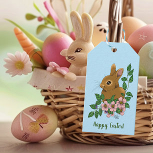 Cute Bunny Pink Spring Flowers Woodland Rabbit  Gift Tags