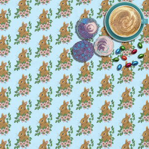 Cute Bunny Pink Spring Flowers Woodland Rabbit Tablecloth