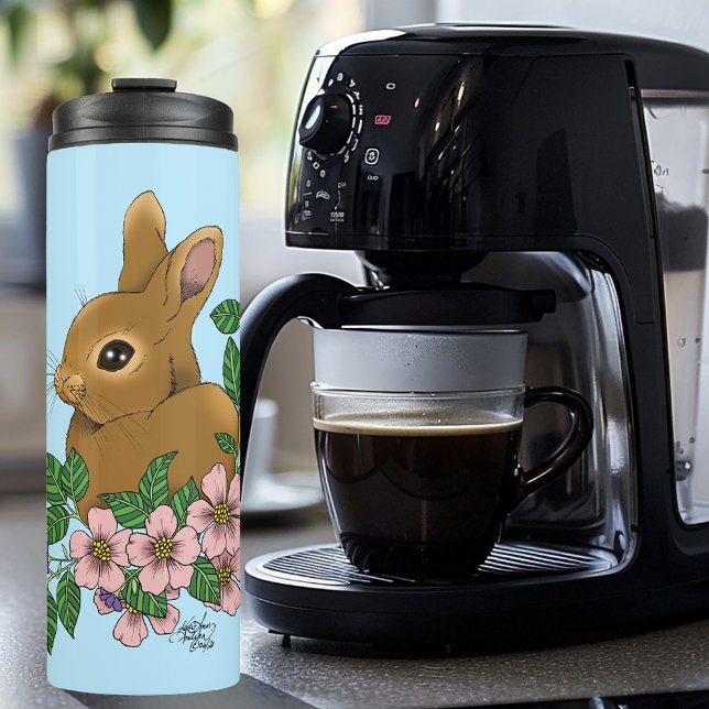 Cute Bunny Pink Spring Flowers Woodland Rabbit  Thermal Tumbler (Creator Uploaded)