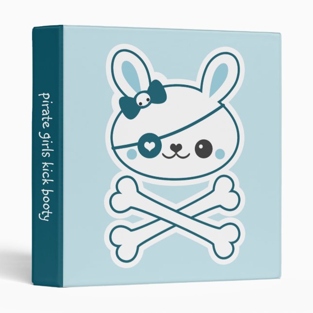 Cute Bunny Pirate 3 Ring Binder (Front/Spine)