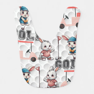 Cute Bunny Playing Gold Print Baby Bib