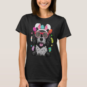 Cute Bunny Portuguese Water Dog Face Easter Eggs E T-Shirt