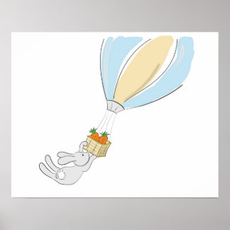 Cute Bunny poster (Flying for carrots)