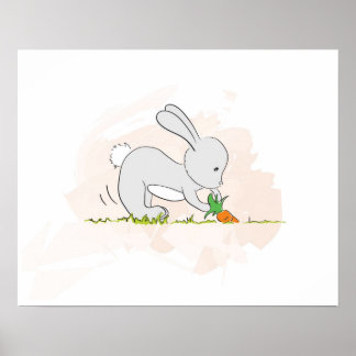 Cute Bunny poster (pulling carrot)