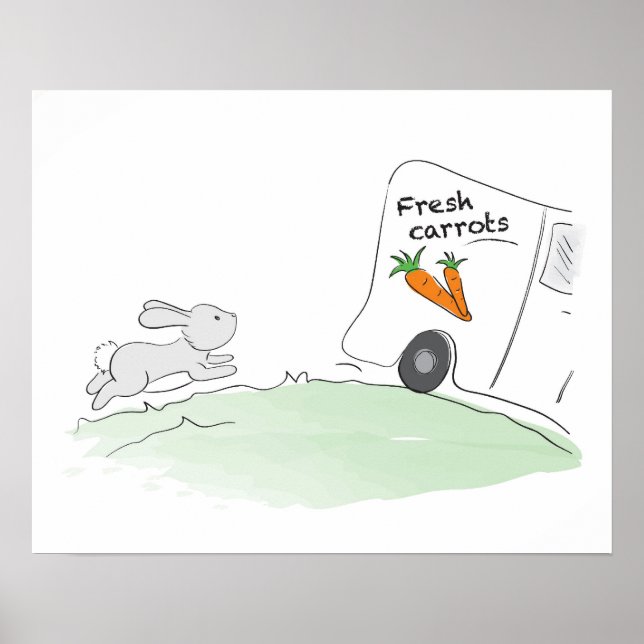 Cute Bunny poster (Running for carrots) (Front)