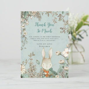 Cute Bunny Powder Blue First Birthday Thank You