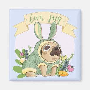 Cute Bunny Pug Magnet