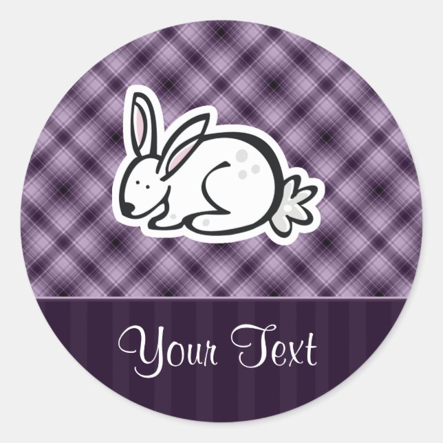 Cute Bunny; Purple Classic Round Sticker (Front)