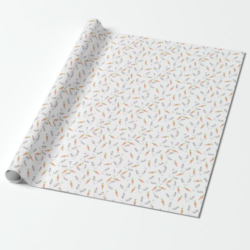 Cute Bunny Rabbit and Carrot Wrapping Paper