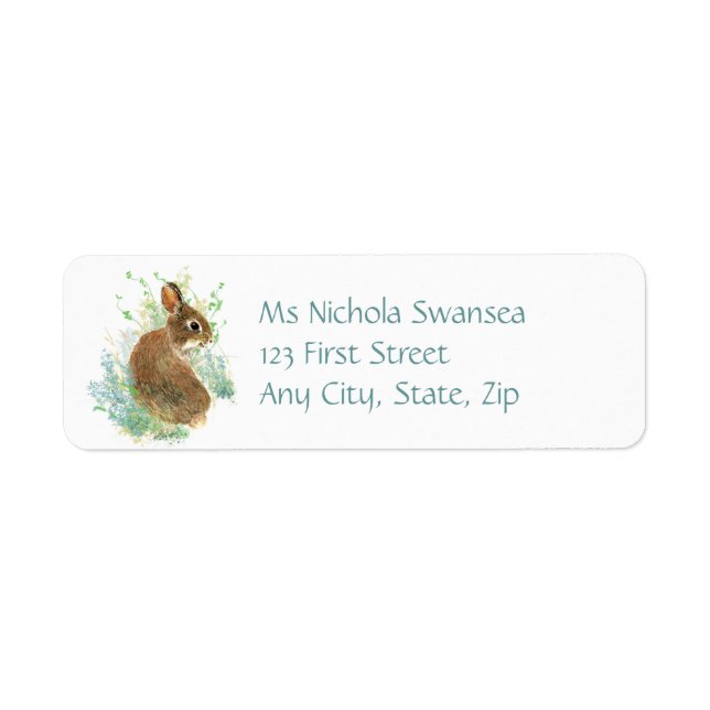 Cute Bunny Rabbit Animal Address label (Front)