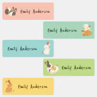 Cute Colorful Animals School Daycare Labels