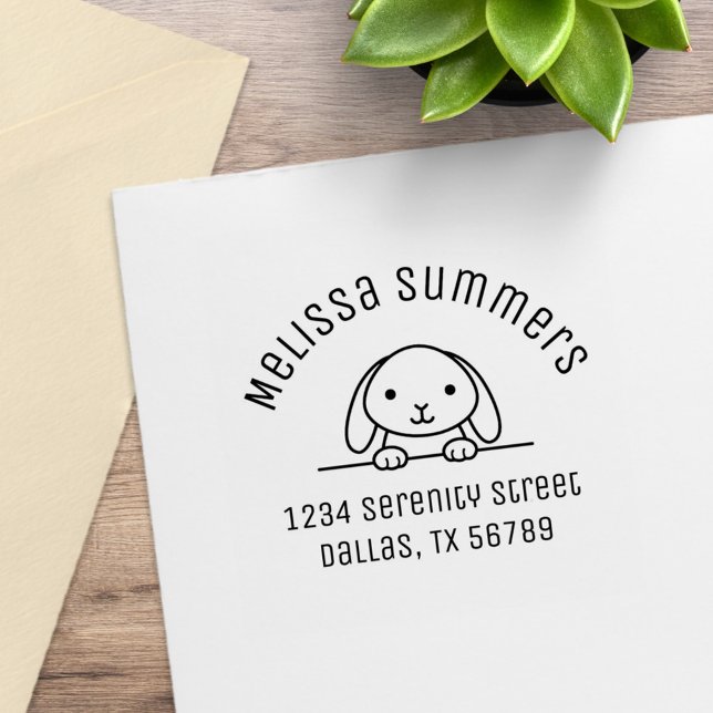 Cute Bunny Rabbit Arch Address Rubber Stamp (Creator Uploaded)