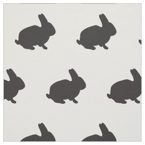 Cute bunny rabbit baby animal black silhouette fabric