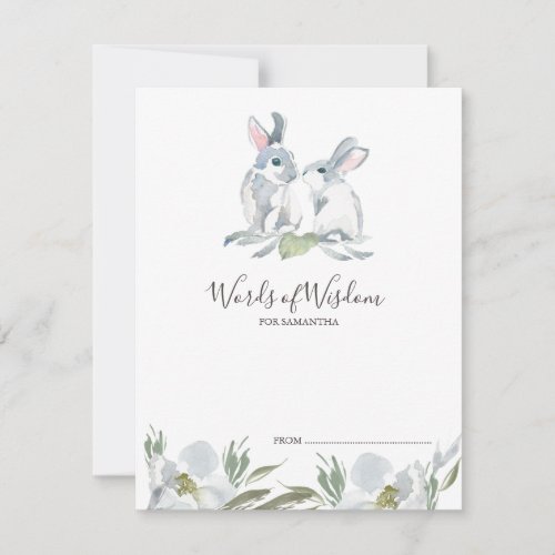 Cute Bunny Rabbit Baby Shower Advice Cards