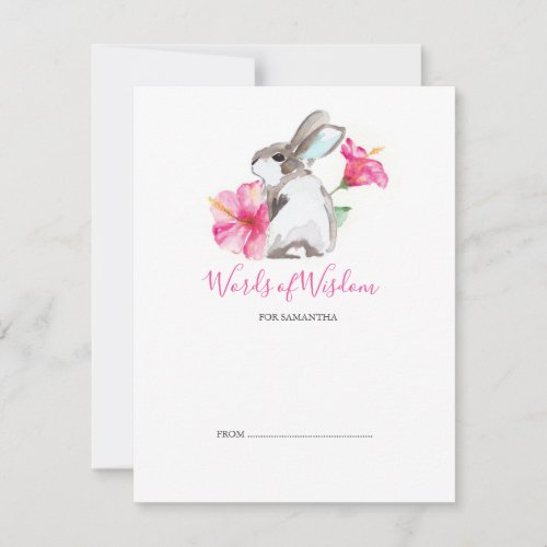 Cute Bunny Rabbit Baby Shower Advice Cards