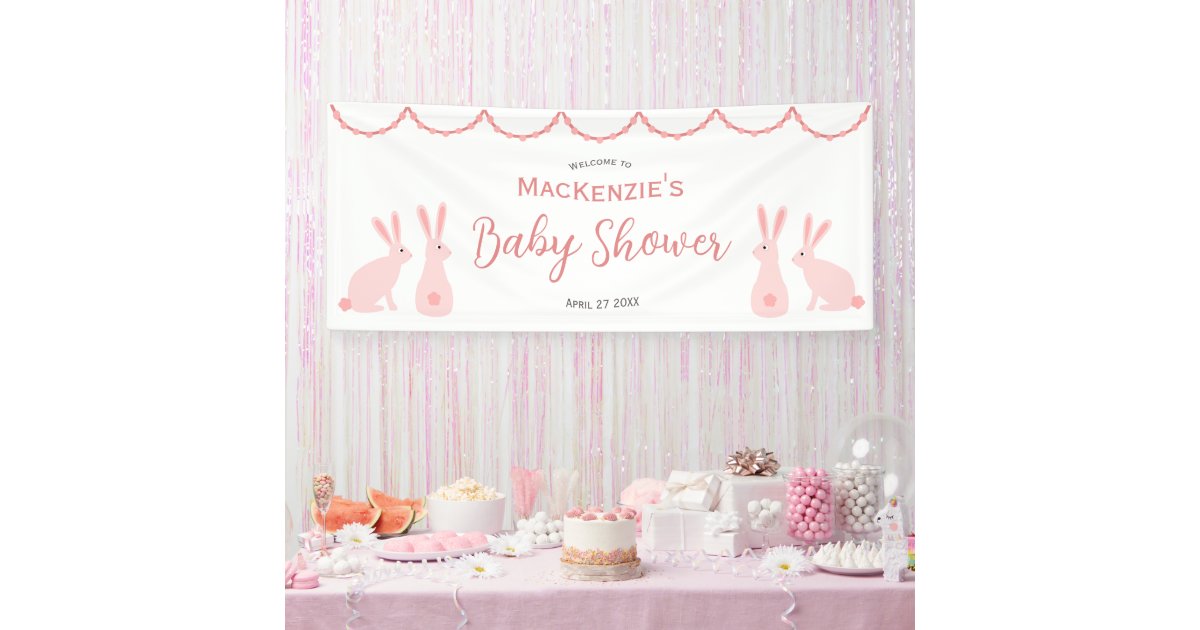 Cute Bunny Rabbit Baby Shower Banner | Zazzle