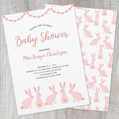 Cute Bunny Rabbit Baby Shower Invitation