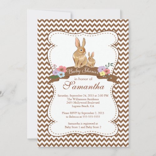 Cute Bunny Rabbit Baby Shower Invitations