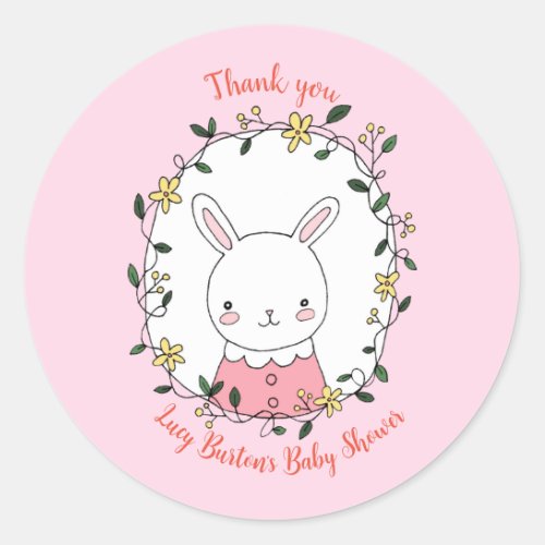 Cute Bunny Rabbit Baby Shower Party Favor Gift Classic Round Sticker