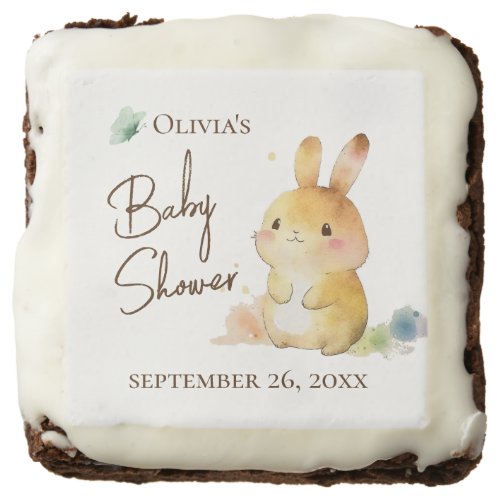 Cute Bunny Rabbit Baby Shower Personalized Brownie