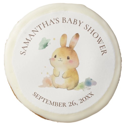Cute Bunny Rabbit Baby Shower Personalized Sugar Cookie