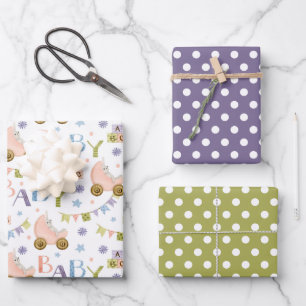 Cute Bunny Rabbit Baby Shower Wrapping Paper Sheets