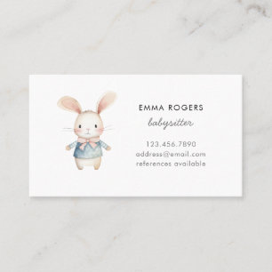Cute Bunny rabbit Babysitter Nanny Business Card