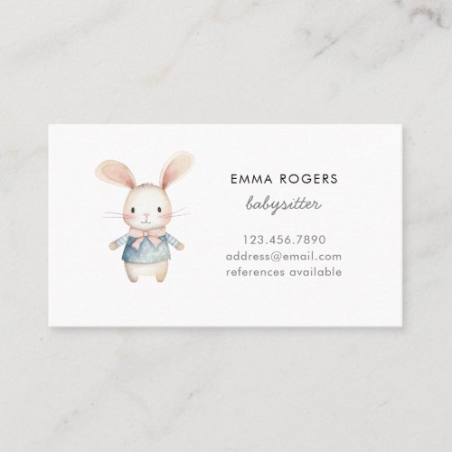 Cute Bunny rabbit Babysitter Nanny Business Card
