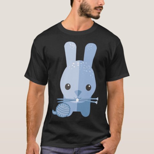 Cute bunny rabbit ball of yarn knitting needles Fi T_Shirt