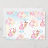 Cute Bunny Rabbit Balloons Baby Shower Girl Invitation (Back)