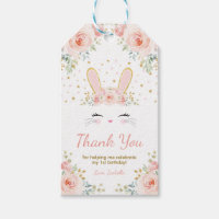 Cute Bunny Rabbit Birthday Blush Gold Floral Party