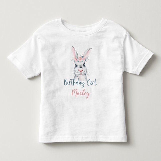 Cute Bunny Rabbit Birthday girl Toddler T-shirt (Front)