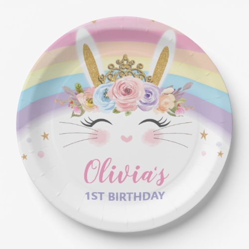 Cute Bunny Rabbit Birthday Party Paper Plates
