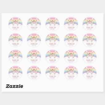 Cute Bunny Rabbit Birthday Thank You Favor Classic Round Sticker | Zazzle