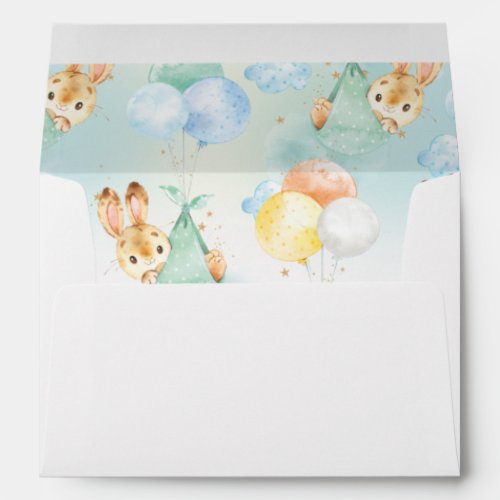 Cute Bunny Rabbit Boy Baby Shower Envelope