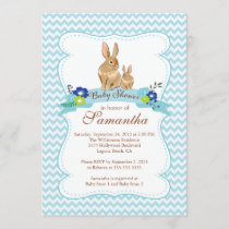 Cute Bunny Rabbit Boy Baby Shower Invitations