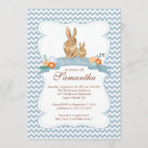 Cute Bunny Rabbit Boy Baby Shower Invitations