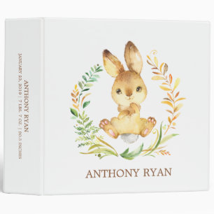Cute Bunny Rabbit Boys Baby Photo Album 3 Ring Binder