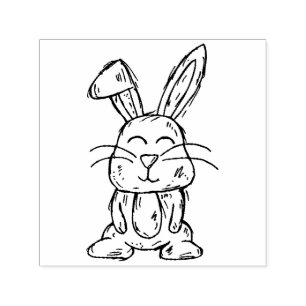 Cute Bunny Rabbit Cartoon Character Art Self-inking Stamp