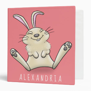 Cute bunny rabbit cartoon illustration 3 ring binder