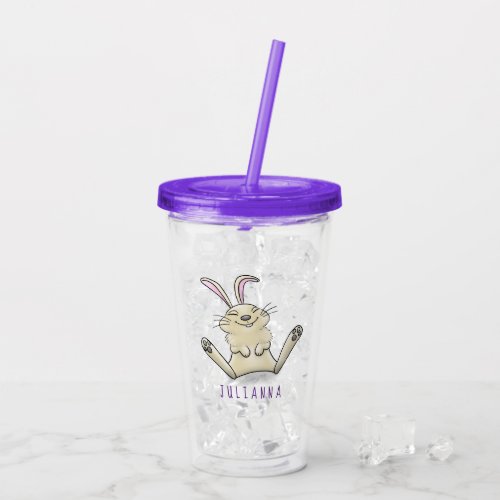 Cute bunny rabbit cartoon illustration acrylic tumbler