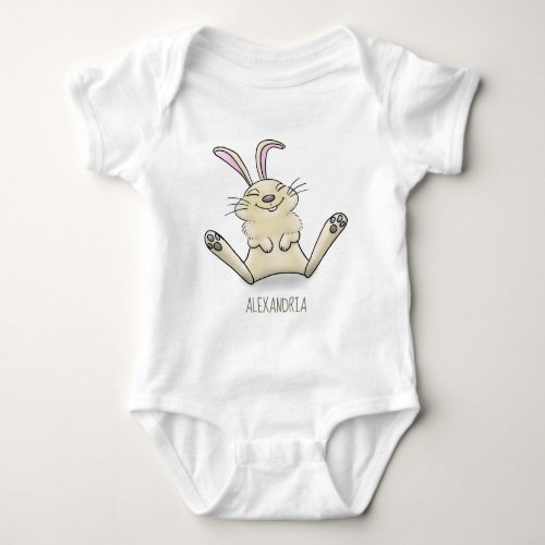 Cute bunny rabbit cartoon illustration baby bodysuit