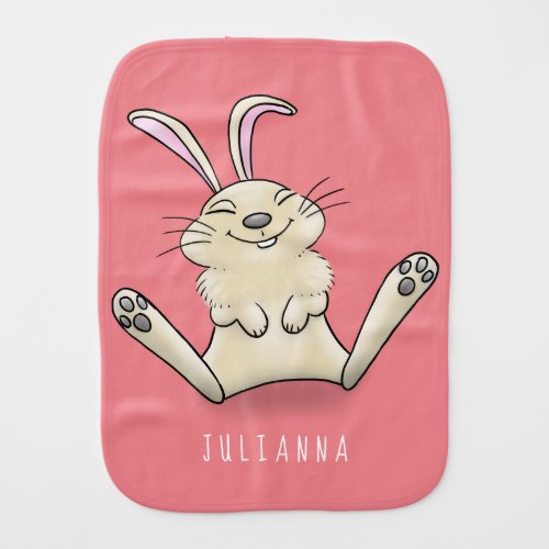 Cute bunny rabbit cartoon illustration baby burp cloth