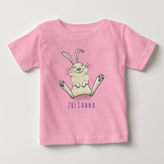 Cute bunny rabbit cartoon illustration baby T-Shirt (Front)