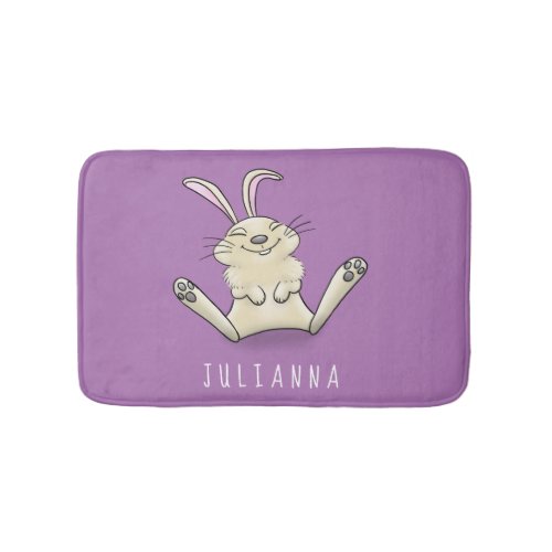 Cute bunny rabbit cartoon illustration bath mat