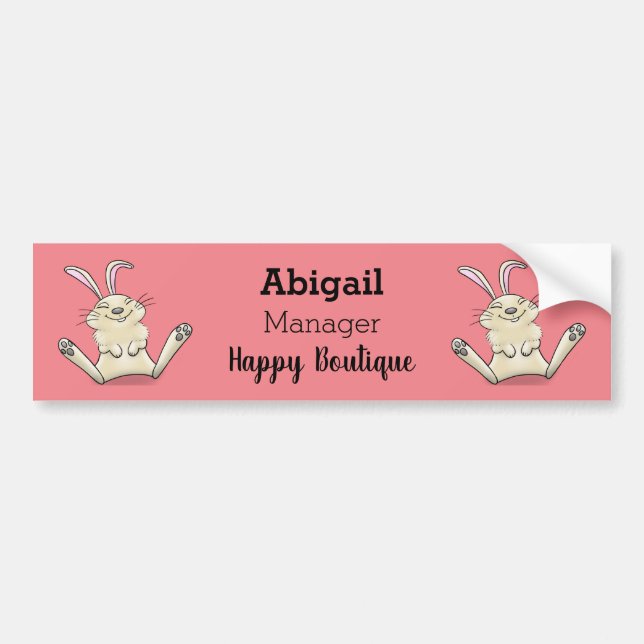Cute bunny rabbit cartoon illustration bumper sticker (Front)
