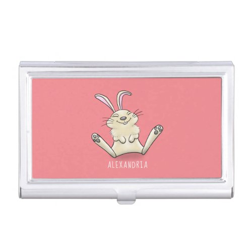 Cute bunny rabbit cartoon illustration business card case