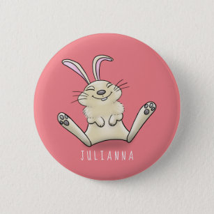 Cute bunny rabbit cartoon illustration button